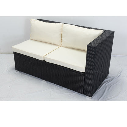 8 Piece Patio Sectional Wicker Rattan Outdoor Furniture Sofa Set with One Storage Box Under Seat and Cushion Box