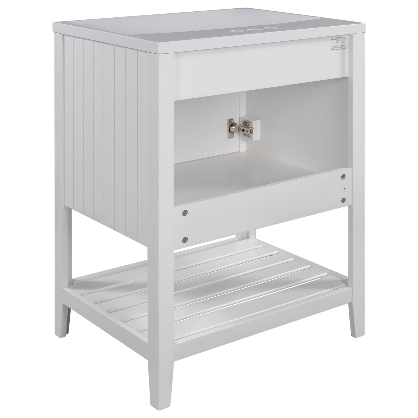 [VIDEO] 24" White Modern Sleek Bathroom Vanity Elegant Ceramic Sink with Solid Wood Frame Open Style Shelf (OLD SKU: JL000001AAK)