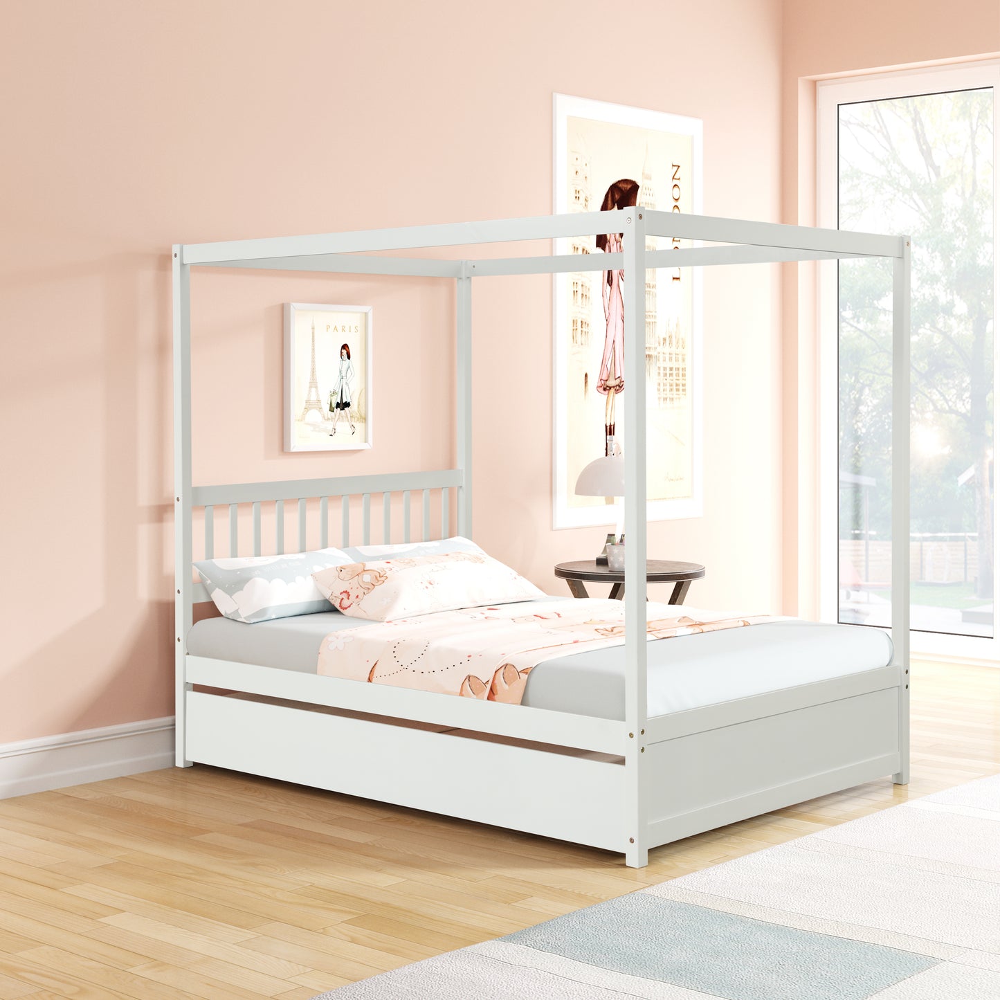 Full bed with Twin trundle for white color