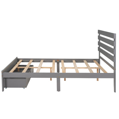 Full Size Platform Bed with Drawers, Gray(New SKU:WF288468AAE)