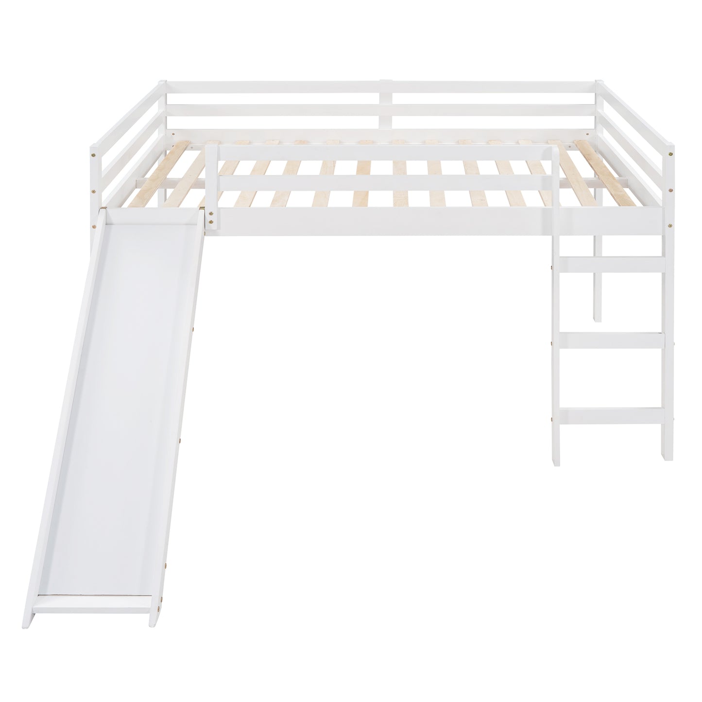 Loft Bed with Slide, Multifunctional Design, Full (White)(OLD SKU :WF281157AAK)