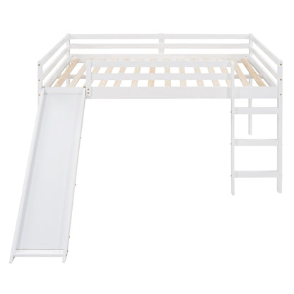 Loft Bed with Slide, Multifunctional Design, Full (White)(OLD SKU :WF281157AAK)