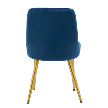 Dining Chairs Set of 2 Upholstered Mid-Century Modern Velvet Accent Desk Chair with Gold Legs for Kitchen Living Room Blue