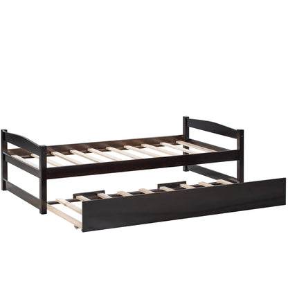 Wooden Daybed with Trundle, Twin Size Captain’s Bed, Espresso(New)