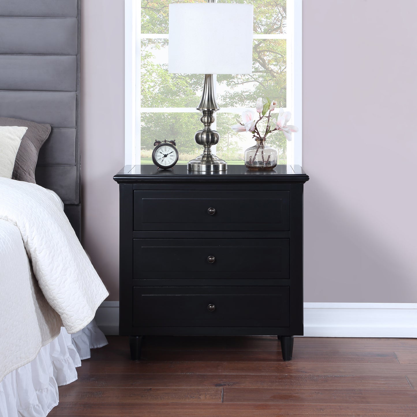 U_STYLE 3-Drawer Nightstand Storage Wood Cabinet