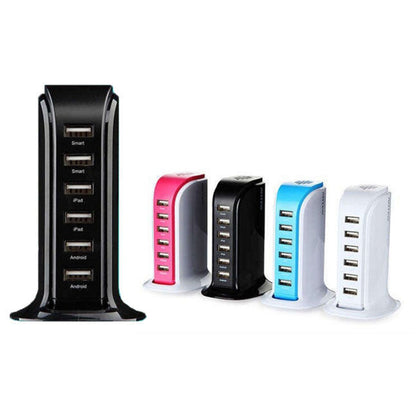 Smart Power 6 USB Colorful Tower for Every Desk at Home or Office charge any Gadget by VistaShops