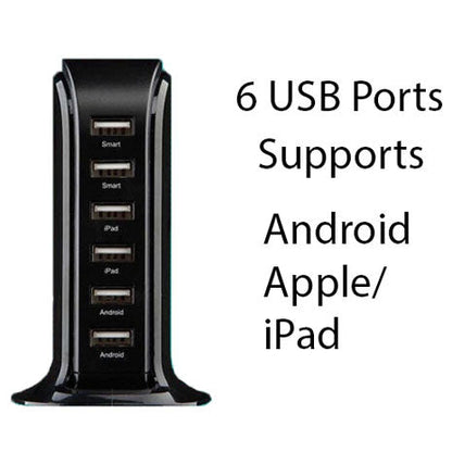 Smart Power 6 USB Colorful Tower for Every Desk at Home or Office charge any Gadget by VistaShops