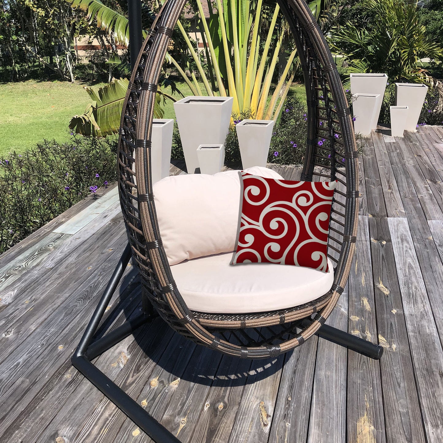 SWIRLY Red Jumbo Indoor/Outdoor - Zippered Pillow Cover