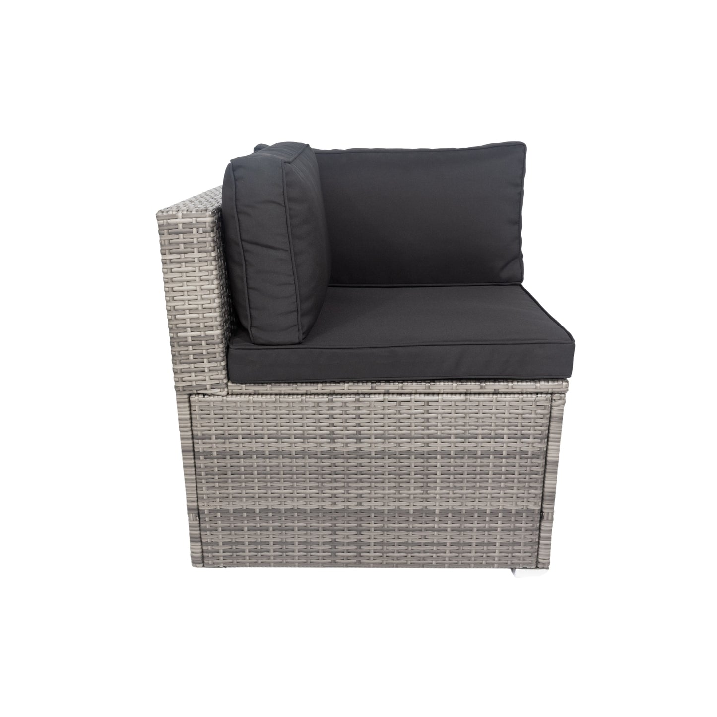 6 Pieces PE Rattan sectional Outdoor Furniture Cushioned  Sofa Set with 3 Storage Under Seat Grey