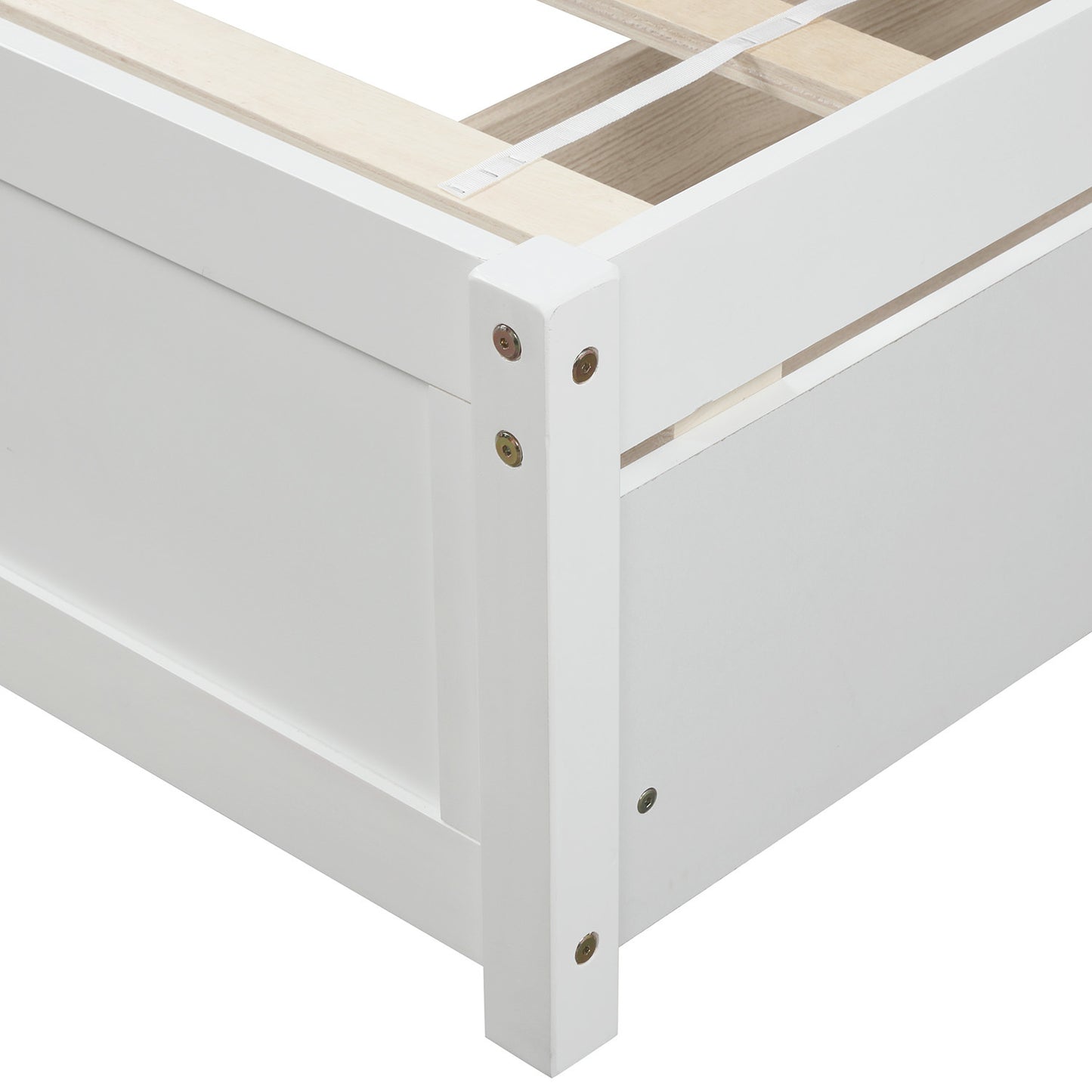 Twin Platform Storage Bed Wood Bed Frame with Two Drawers and Headboard, White （Previous SKU: SF000062KAA）