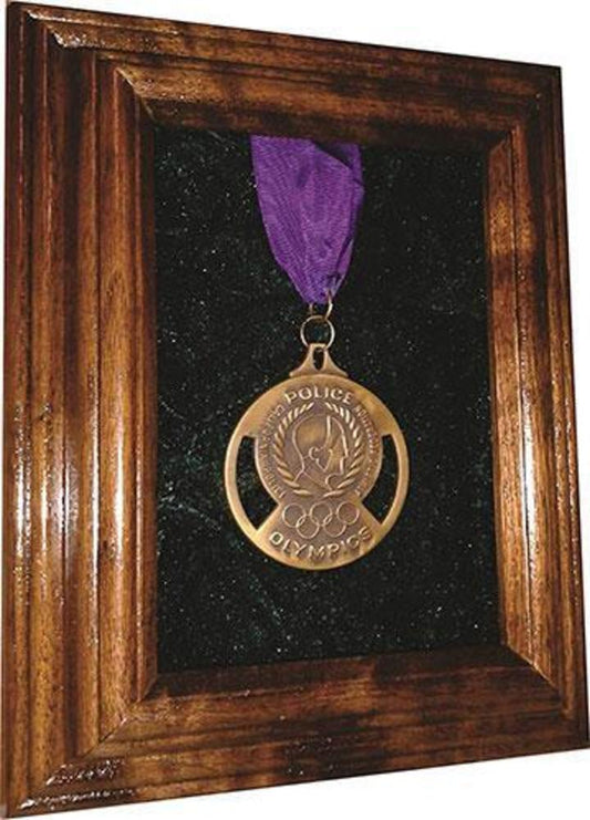Flag Connections Single Medal Display Case - 5x7 Walnut (Blue Velvet). by The Military Gift Store