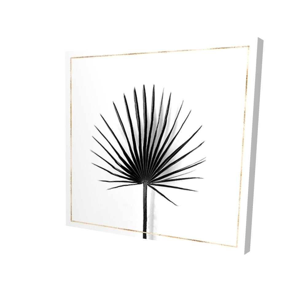 Cabbage palm leaf with gold lines - 12x12 Print on canvas