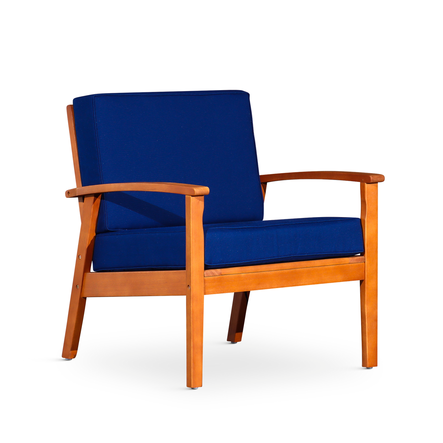 Deep Seat Eucalyptus Chair, Natural Oil Finish, Navy Cushions