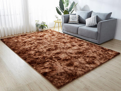 Lily Luxury Chinchilla Faux Fur Rectangular Area Rug