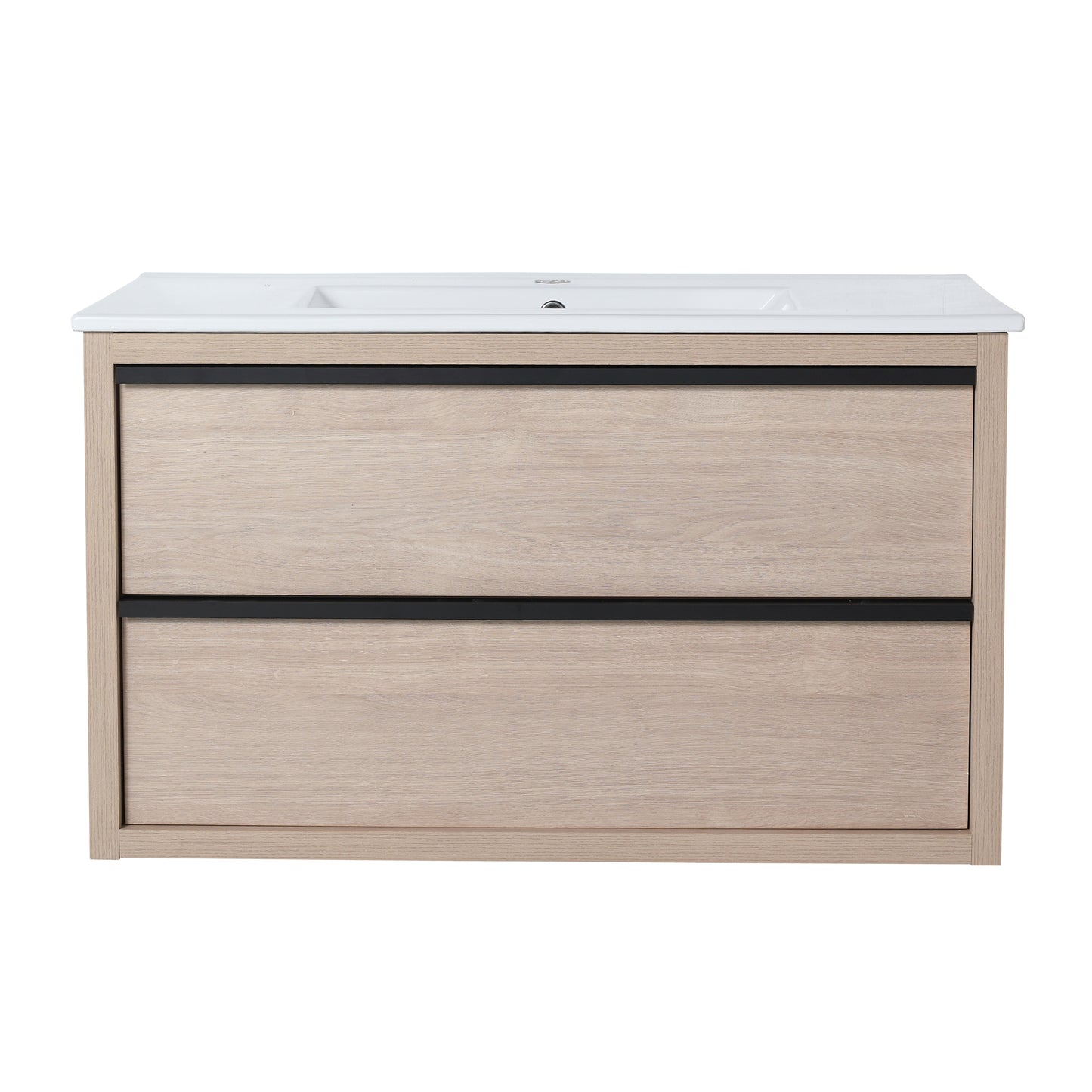 36" Bathroom Vanity with 2/3 Soft Close drawers,  White ceramic basin(BVA02536PLO-F-BL9090B)