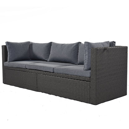 U_Style Outdoor Patio Rectangle Daybed with Retractable Canopy,  Wicker Furniture Sectional Seating with Washable Cushions, Backyard, Porch