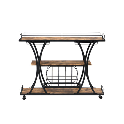 Industrial Bar Cart Kitchen Bar&Serving Cart for Home with Wheels 3 -Tier Storage Shelves