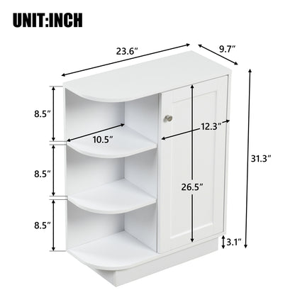 Open Style Shelf Cabinet with Adjustable Plates Ample Storage Space Easy to Assemble, White