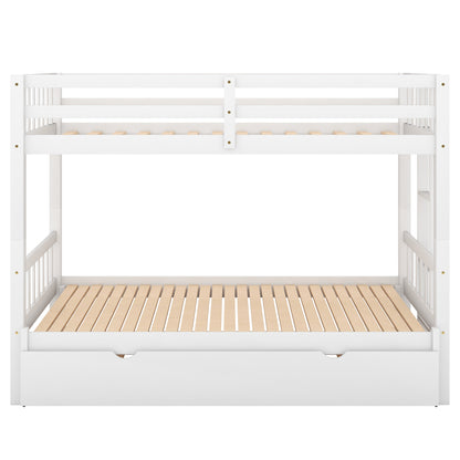 Twin over Pull-out Bunk Bed with Trundle, White