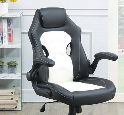 Office Chair Upholstered 1pc Comfort Chair Relax Gaming Office Chair Work Black And White Color