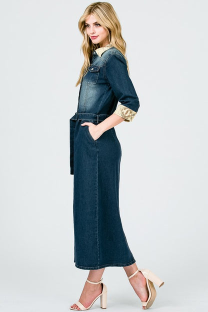 PYTHON PRINT COLLAR DETAIL BUTTON DOWN MAXI DRESS