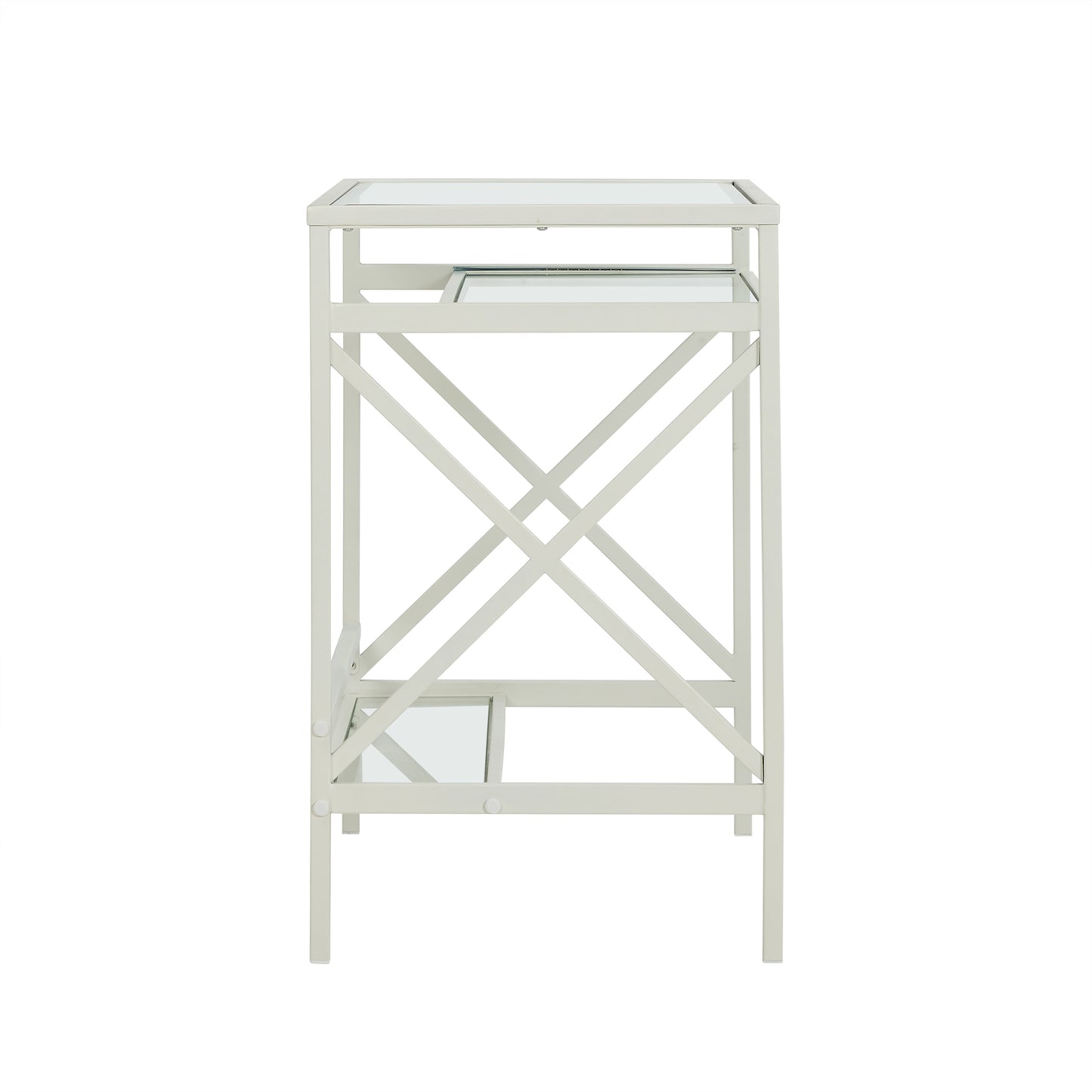 Elvan Metal/Glass Small-Space Desk - White