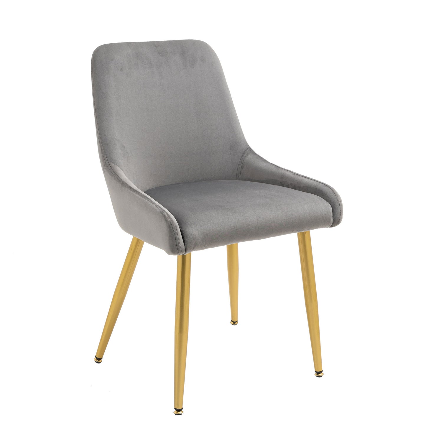 Dining Chairs Set of 2 Upholstered Mid-Century Modern Velvet Accent Desk Chair with Gold Legs for Kitchen Living Room Grey