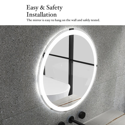 32 in. Round Wall-Mounted Dimmable LED Bathroom Vanity Mirror with Defogger and Bluetooth Music Speaker