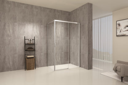 TRUSTMADE 48 in. H x 34 in. W x 76 in. H Semi-Frameless Square Sliding Shower Enclosure (cUPC Approved), w/ Invisible Rollers