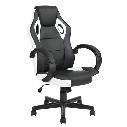 Gaming Office Chair with Fabric Adjustable Swivel, BLACK AND WHITE