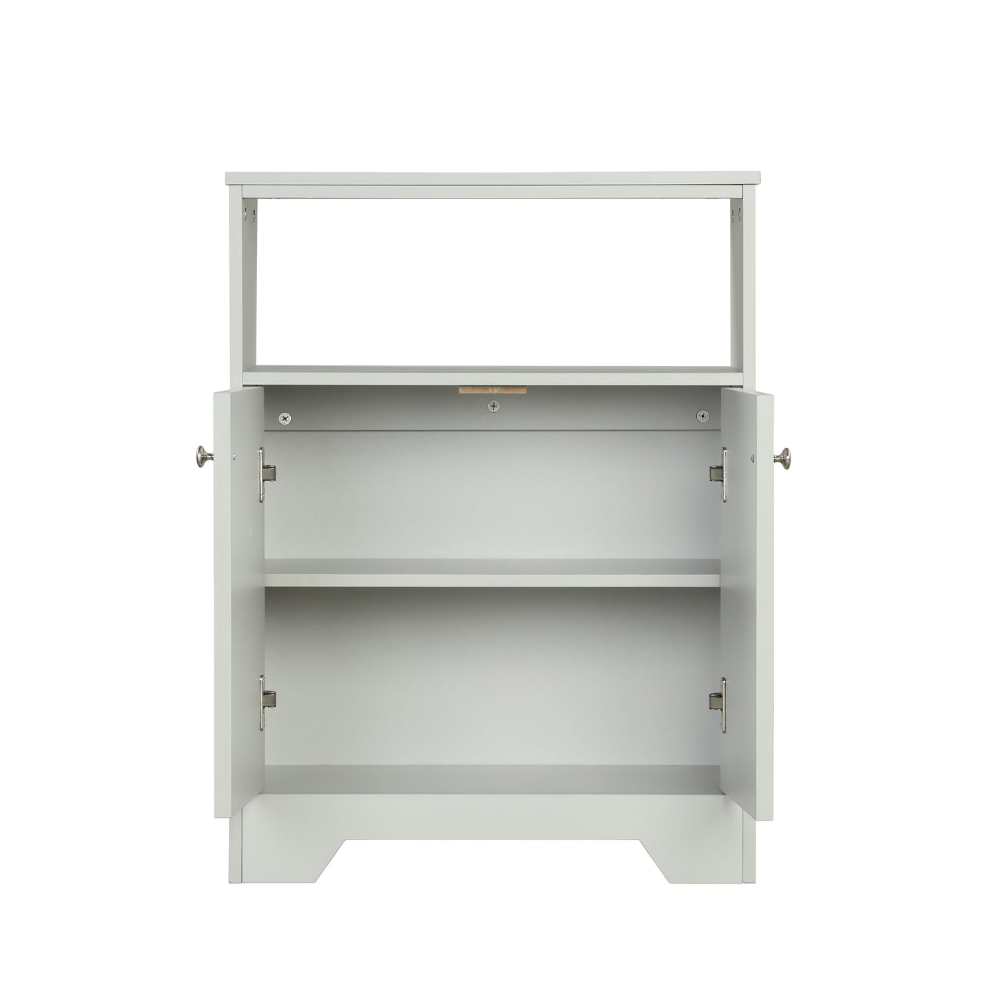 Grey Bathroom Storage Cabinet with Adjustable Shelves, Freestanding Floor Cabinet for Home Kitchen, Easy to Assemble