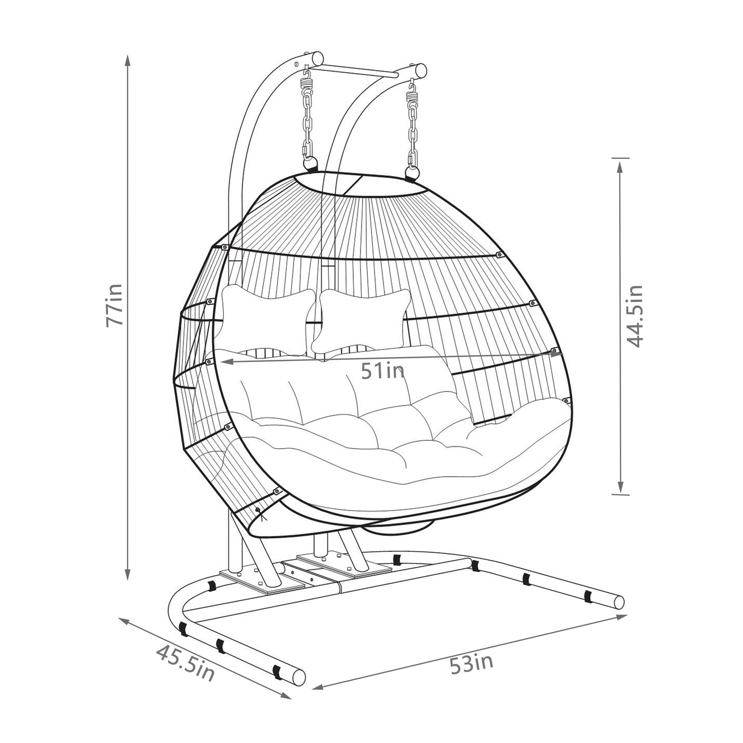 FOLDING DOUBLE SWING CHAIR w/CUSHION