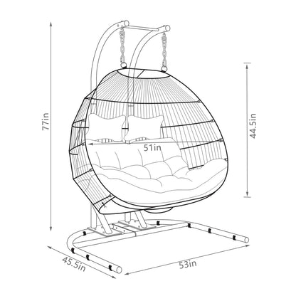 FOLDING DOUBLE SWING CHAIR w/CUSHION