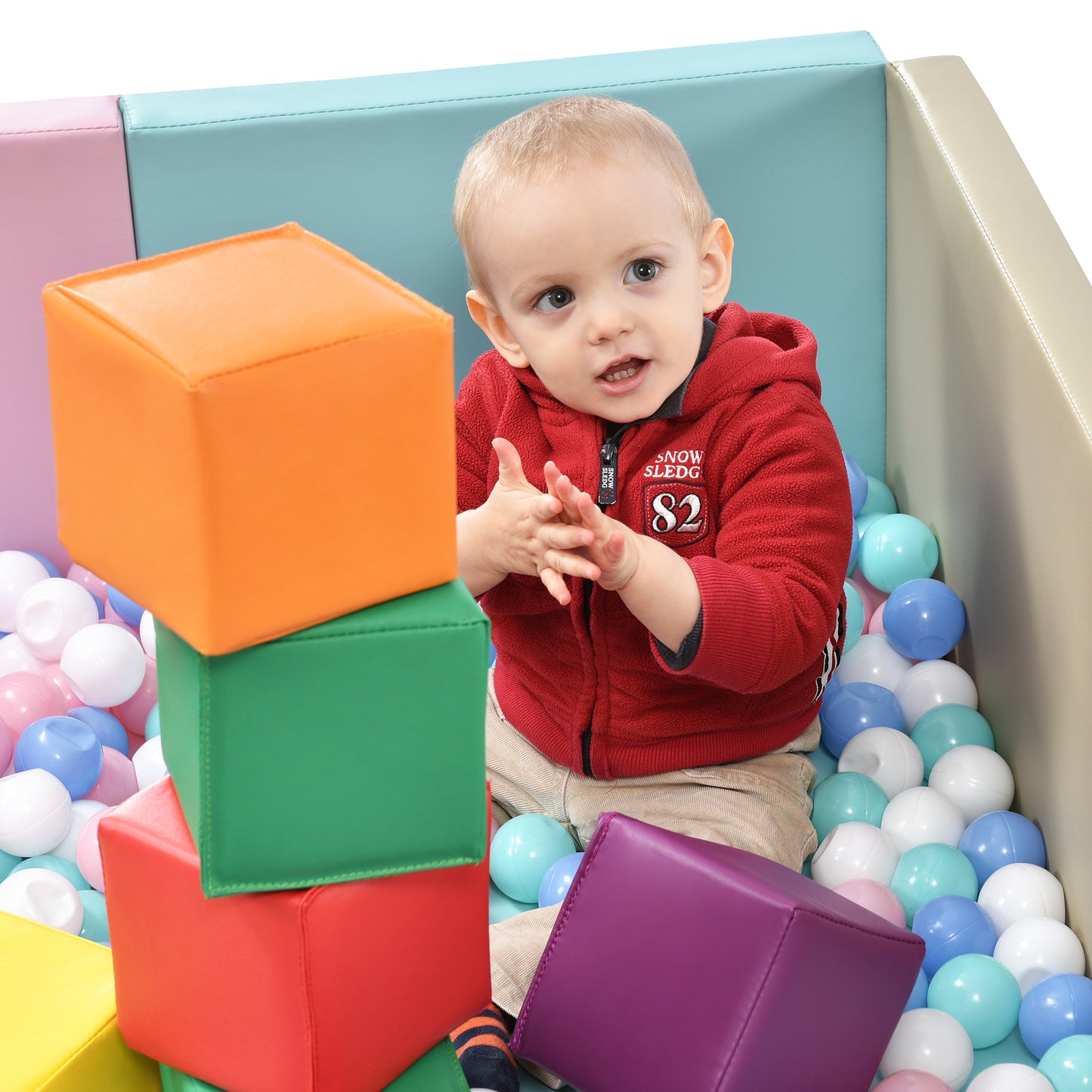 SoftZone Toddler Foam Block Playset, Soft Colorful Stacking Play Module Blocks Big Foam Shapes for Babies and Kids Building, Easy Clean Safe Indoor Active Play Structure