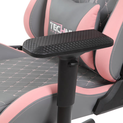 Techni Sport TS-83 Ergonomic High Back Racer Style PC Gaming Chair, Grey/Pink