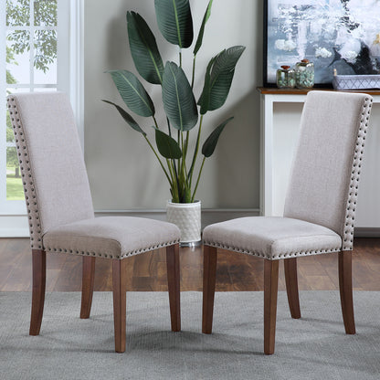 Orisfur. Upholstered Dining Chairs - Dining Chairs Set of 2 Fabric Dining Chairs with Copper Nails