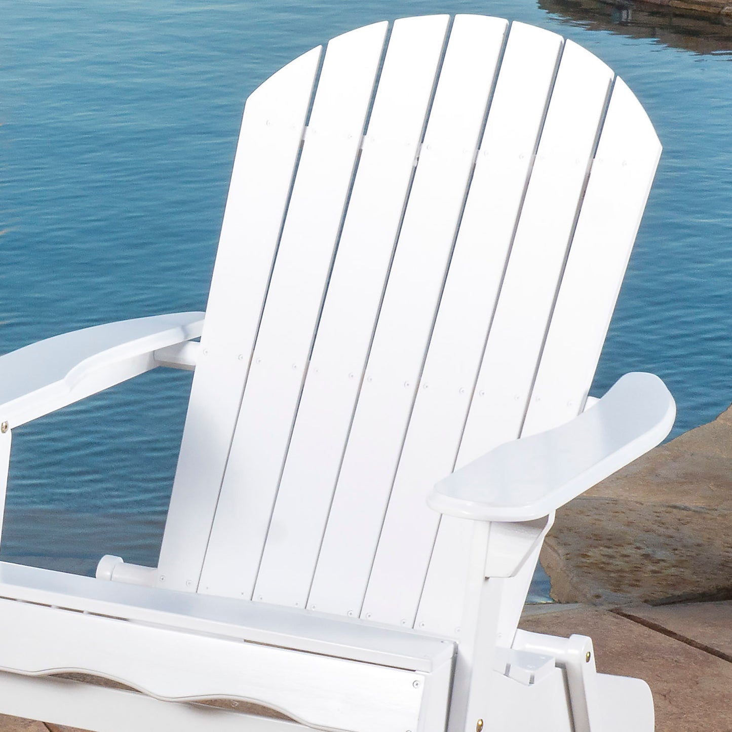 Milan Outdoor Acacia Folding White  Adirondack Chair