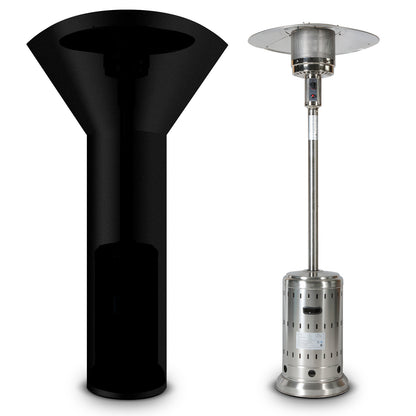 46000BTU Propane Stainless Steel Mushroom Outdoor Patio Heater with Hollow Pattern on Tank housing, with Two Smooth-rolling Wheels,with Hose Set,with Black Cover,Pole in Two Pieces(Upper and Bottom)