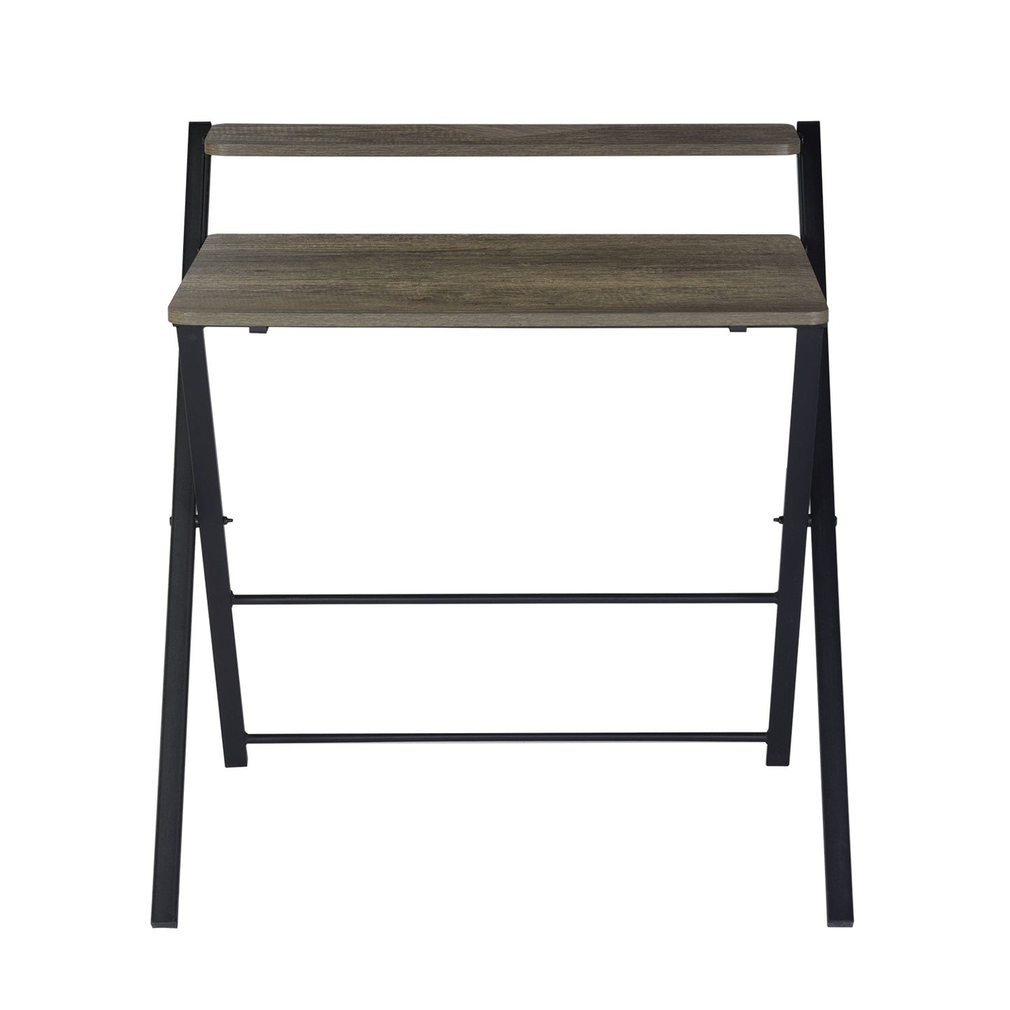 29.6" foldable desk with tier - WALNUT & BLACK