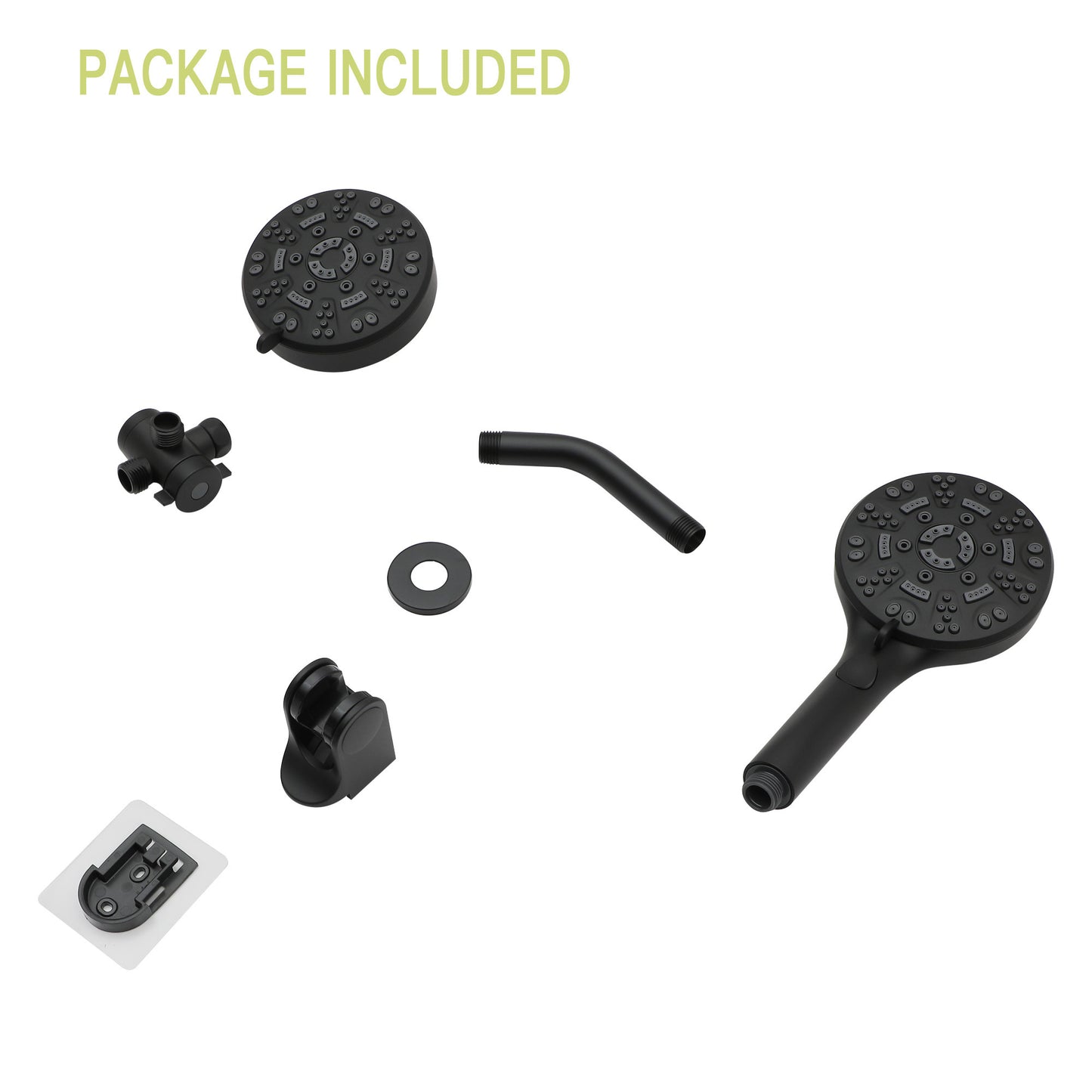 Multi Function Dual Shower Head - Shower System with 4.7" Rain Showerhead, 8-Function Hand Shower, Matte Black