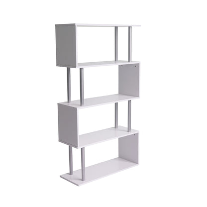 4-Tier Geometric Bookcase, White