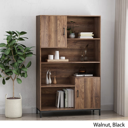 Joaquin bookcase with storage, walnut