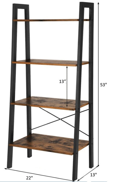 Leon 5 Tier Modern Ladder Bookshelf Organizers, Metal Frame Bookshelf for Small Spaces in Your Living Rooms, Office Furniture Bookcase, Black