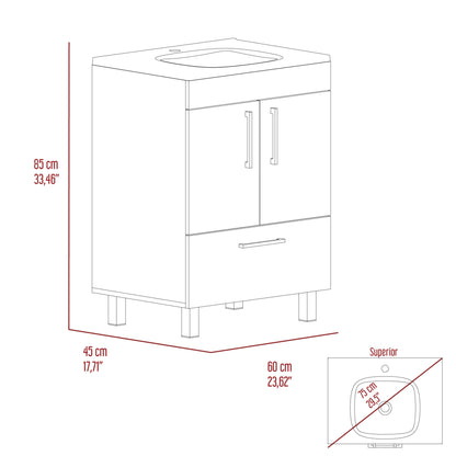 Clifton 2-Door Rectangle Single Bathroom Vanity White