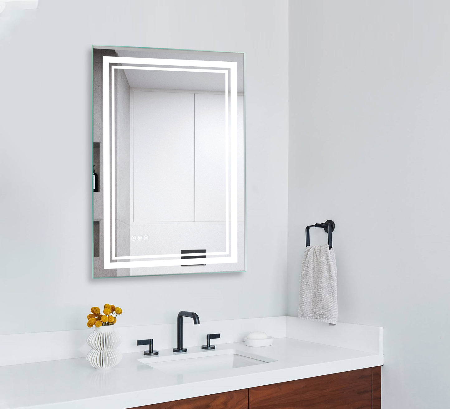 24 x 32 Inch LED Mirror Bathroom Wall Mounted Vanity Mirror Anti-Fog Mirror Dimmable Lights Brightness Memory , with Touch Switch(Horizontal/Vertical)