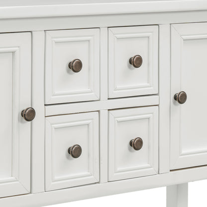 TREXM  Cambridge Series Buffet Sideboard Console Table with Bottom Shelf (White)