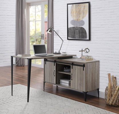 ACME Zakwani Writing Desk w/USB, Gray Oak & Black Finish OF00011