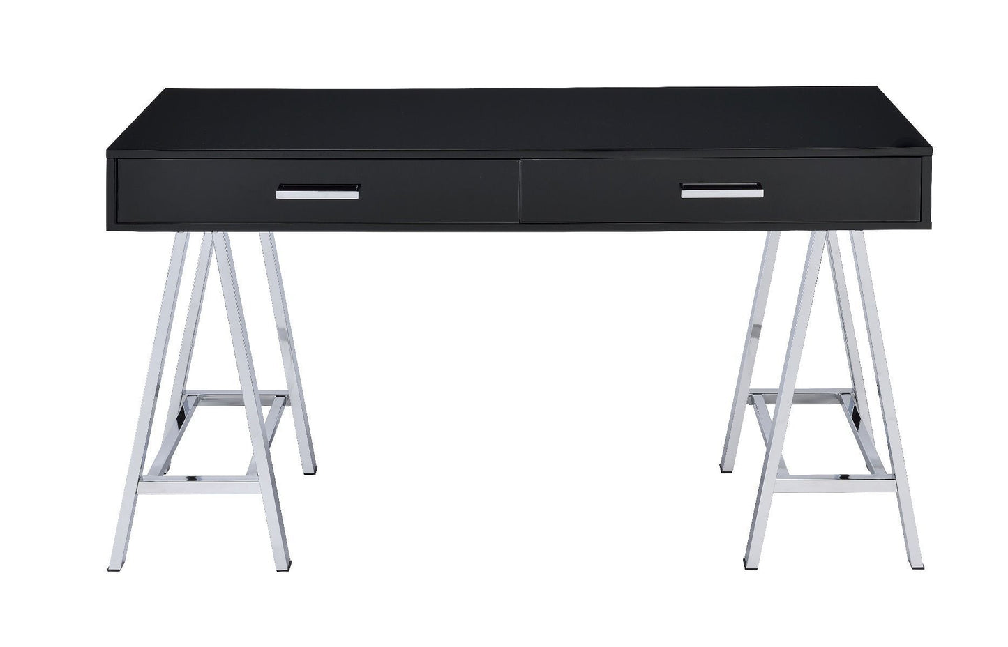 ACME Coleen Built-in USB Port Writing Desk, Black High Gloss & Chrome Finish 93045