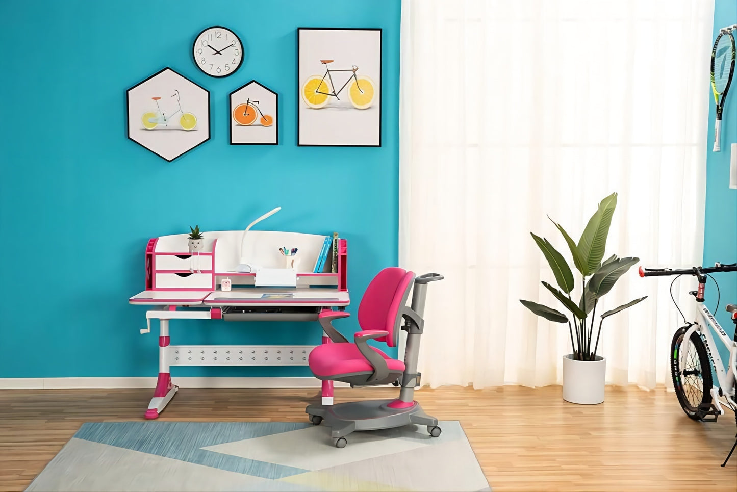 Ergonomic Multi Function Adjustable Kids Study Desk & Hutch Model E Pink Color