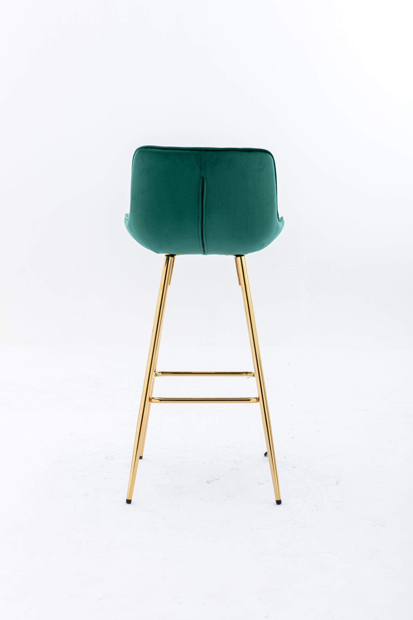 26 Inch Set of 2 Bar Stools,with Chrome Footrest Velvet Fabric Counter Stool Golden Leg Simple Bar Stool,GREEN